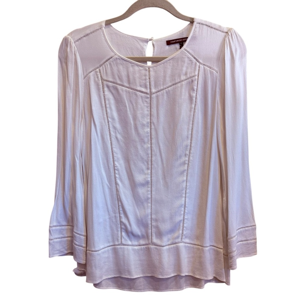 Comptoir Des Cotonniers Women’s Cream Girlhoodcore Minimalist Blouse Sz 8